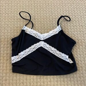 Black Lace Trim Camisole Top
